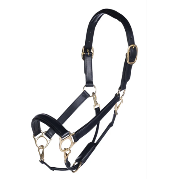HKM leather horse halter - quality equestrian leather halter"
