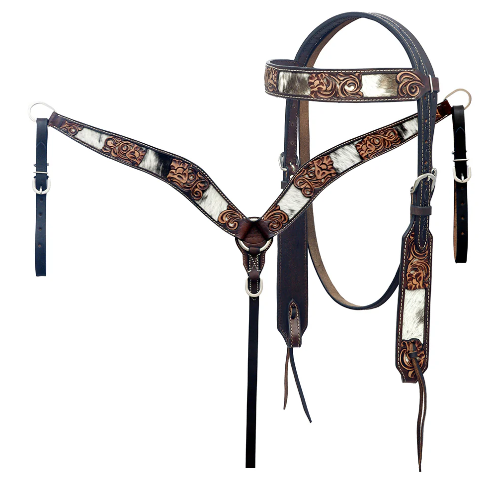 Hilason Floral Carved Breast Collar Set