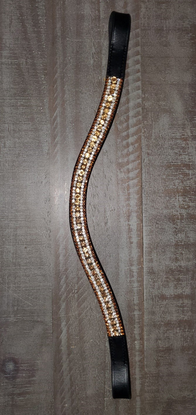 Gold and silver brow band for horse bridle - full size"