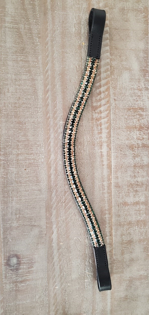 Gold and black brow band for horse bridle - full size