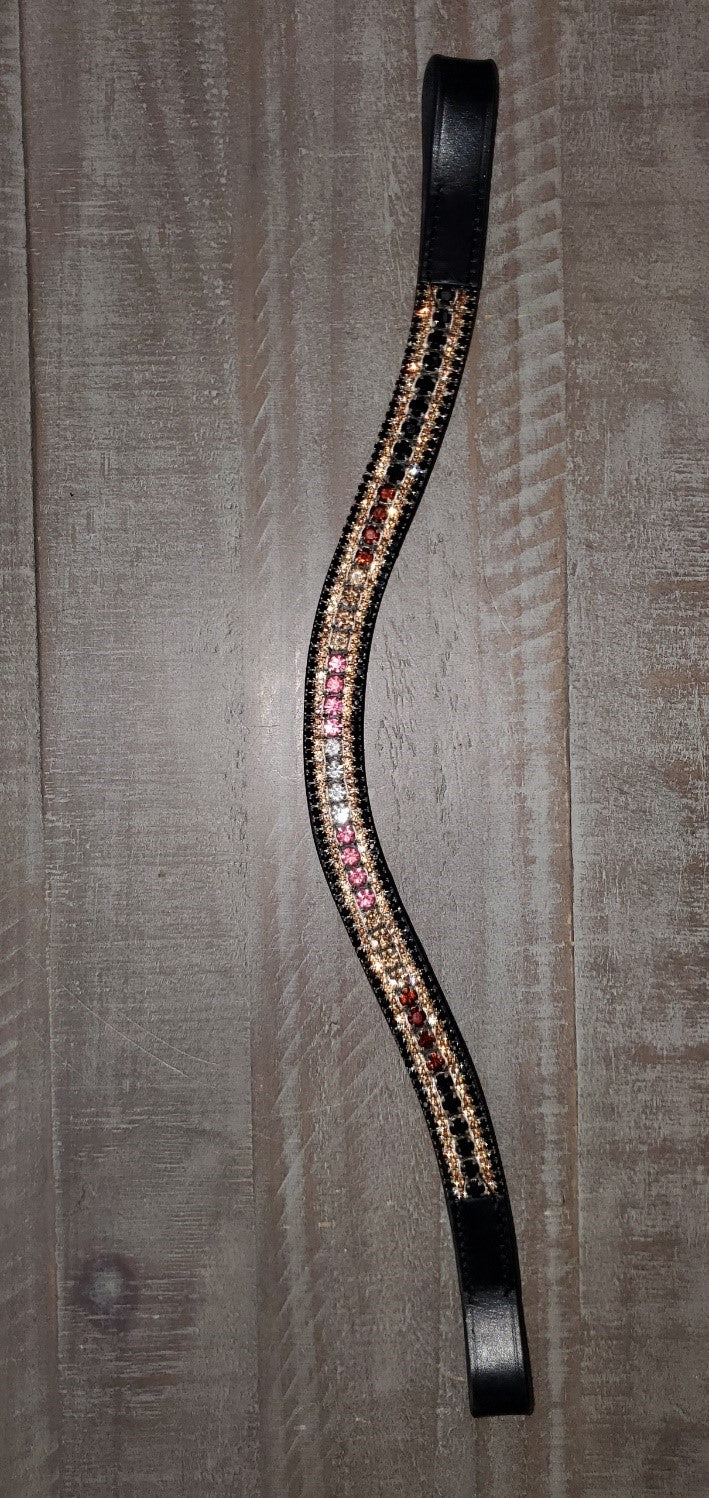 Multi color full brow band for horse bridle - full size"