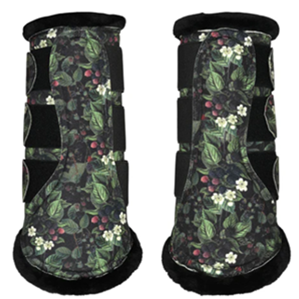 Dapplebay Blackberry Daze Brush Boots - green and black horse boots"
