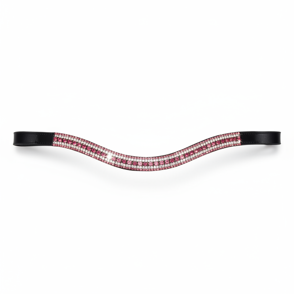 Pink/Silver Browband on white background