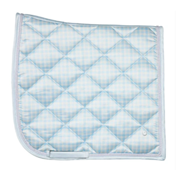 Dapplebay Gingham Dressage Saddle Pad in blue and white
